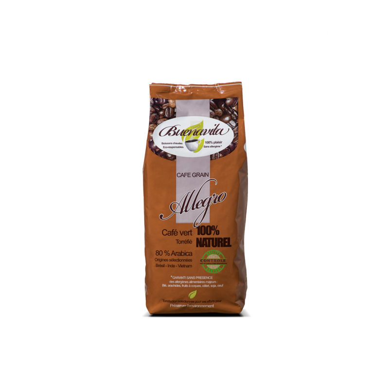 Café en grains Allegro 1kg Buenavita ,Mélange Arabica et Robusta café délicat